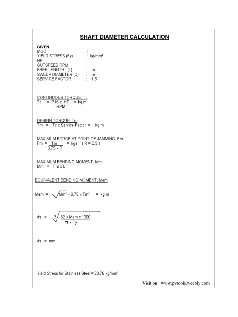 Agitator Shaft Diameter Calculation.pdf Classical Mechanics