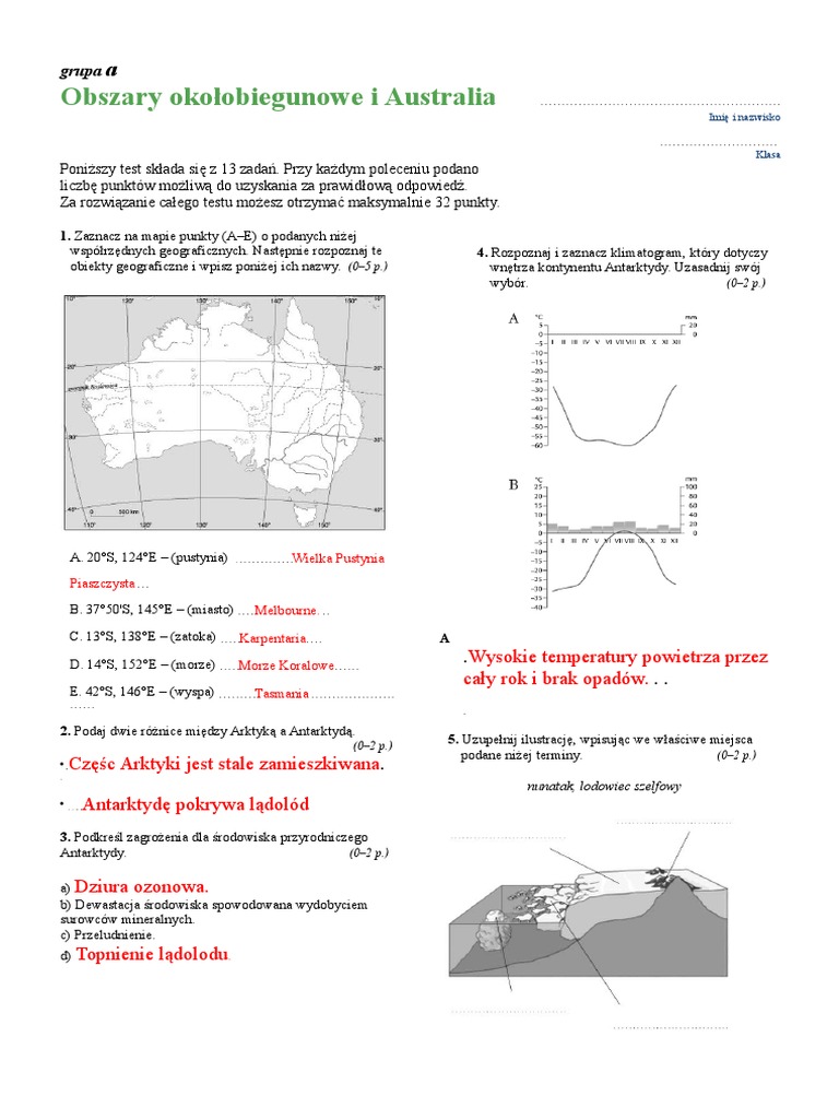 Sprawdzian Geografia Klasa 8 Australia I Oceania