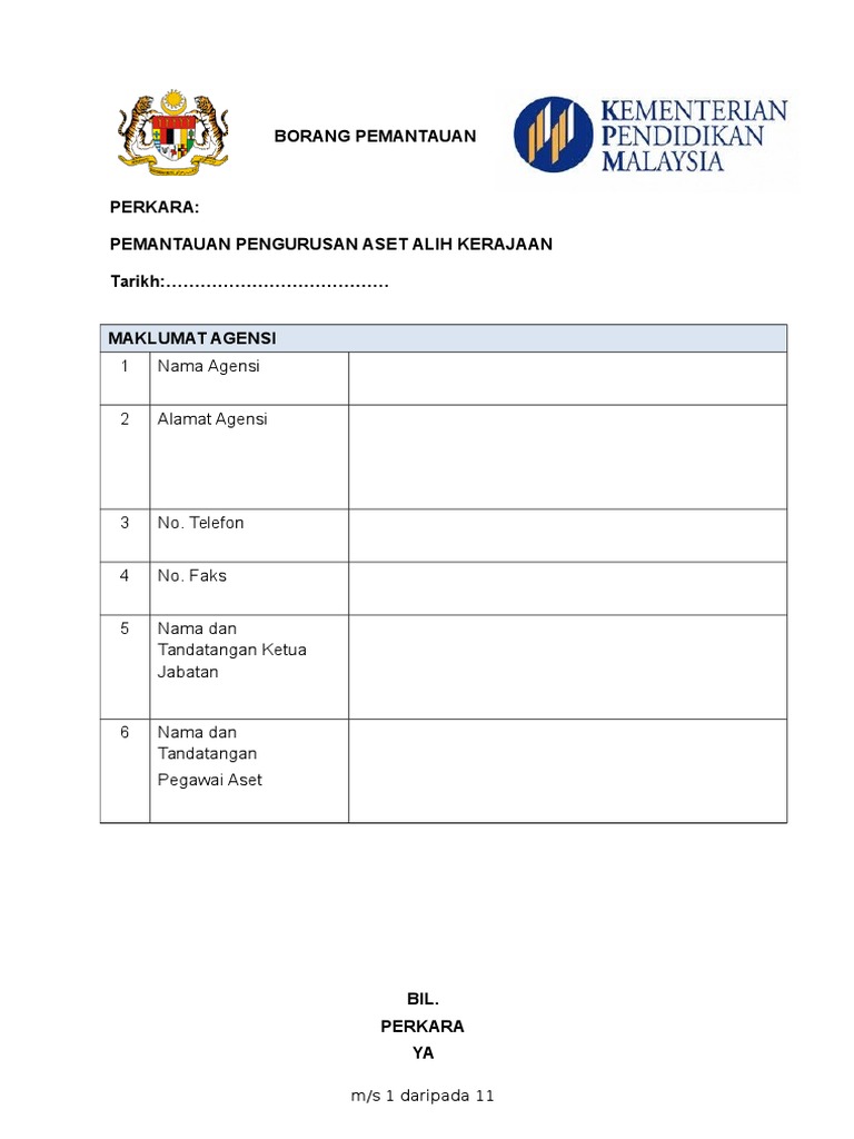 Senarai Semak Pemantauan Aset Alih Updated 15112016 Pdf