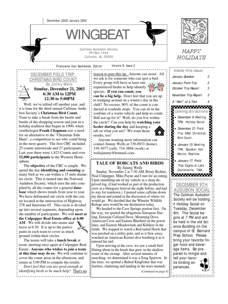 Cullman Audubon Events & News | PDF | Birdwatching | Dinosaurs Of North ...