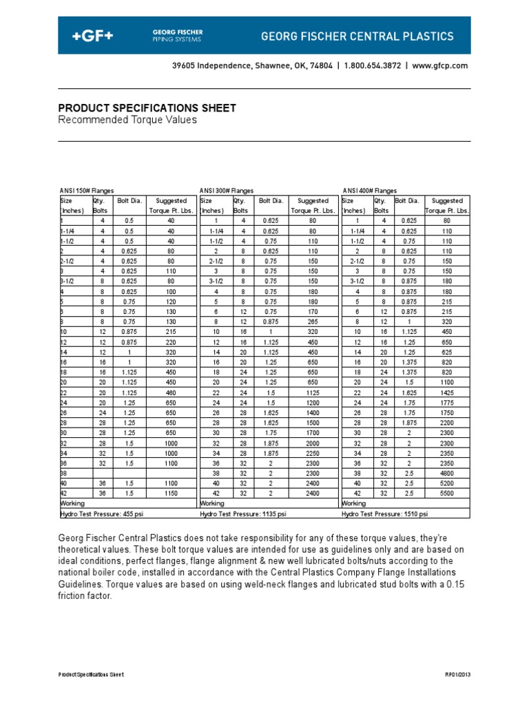 ANSI Flange Torque Specifications Guide | PDF | Gas Technologies ...