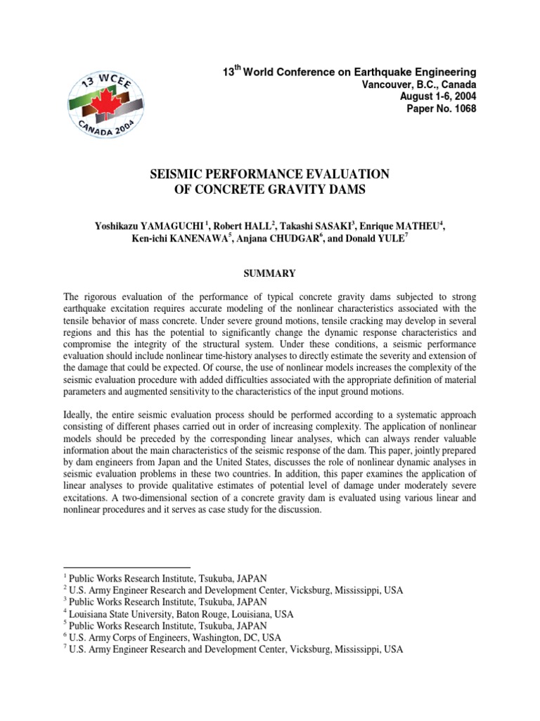 Seismic Evaluation of Concrete Dams | PDF | Earthquakes | Earthquake ...