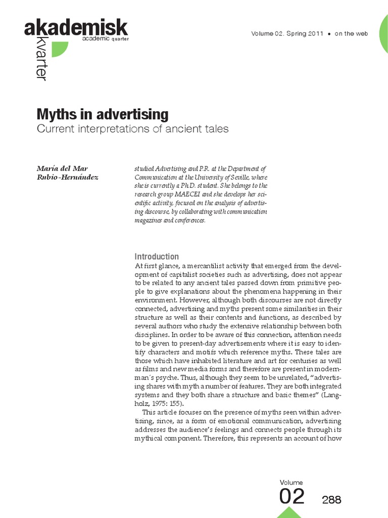 Myths in Modern Advertising | PDF | Mythology | Greek Mythology