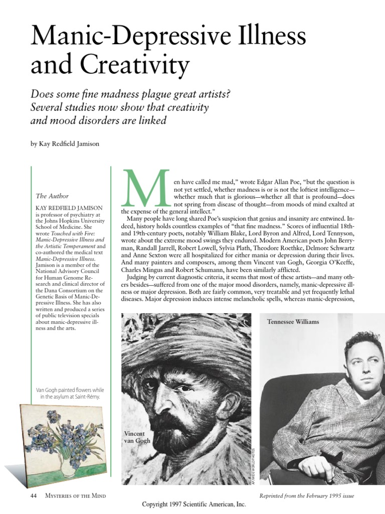 Manic Depressive Illness And Creativity Pdf Pdf Bipolar Disorder