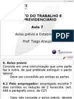 Direito Do Trabalho - Aula 7.Ppt AVISO E ESTABILIDADE