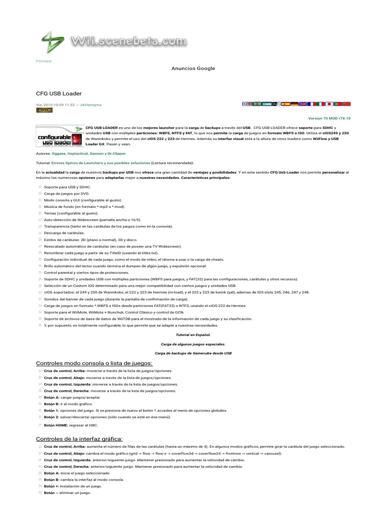 CFG Usb Loader | PDF | La leyenda de Zelda | Memoria USB