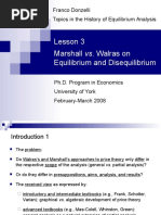 Lesson 3 Marshall vs. Walras On Equilibrium and Disequilibrium