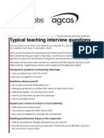 Typical Teaching Interview Questions