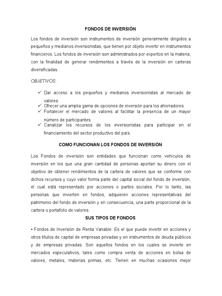 Guía sobre Fondos de Inversión | PDF | Fondo de inversión | Compartir ...