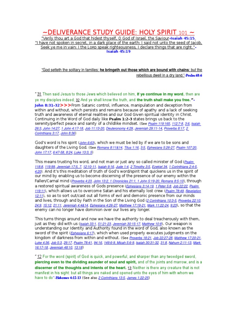 Deliverance Study Guide (Formatted 2) PDF Grace In Christianity