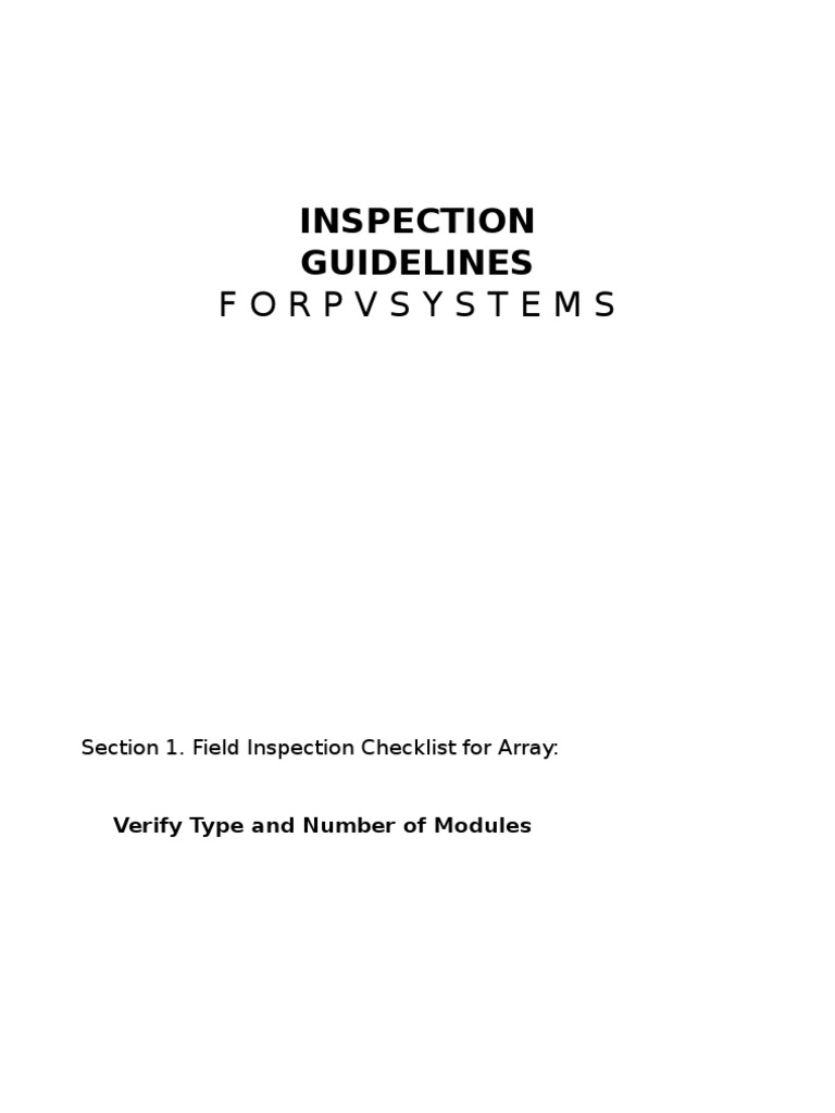 PV System Inspection Guidelines | PDF