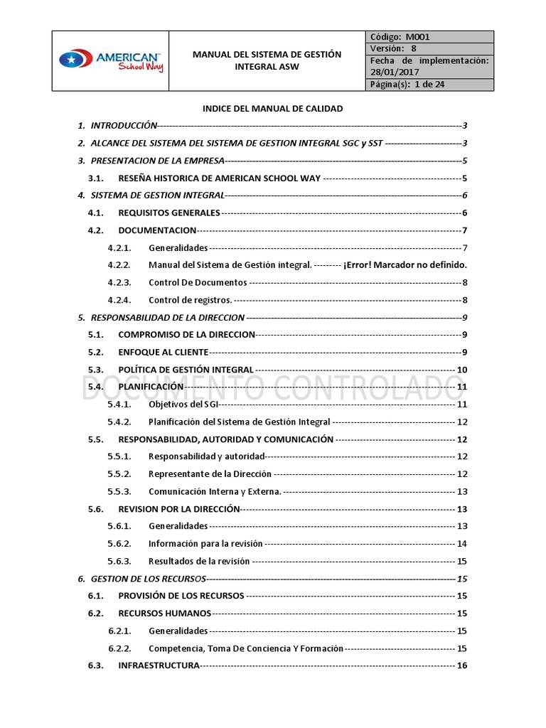 Manual Sistema de Gestion Integral | PDF | Calidad (comercial ...