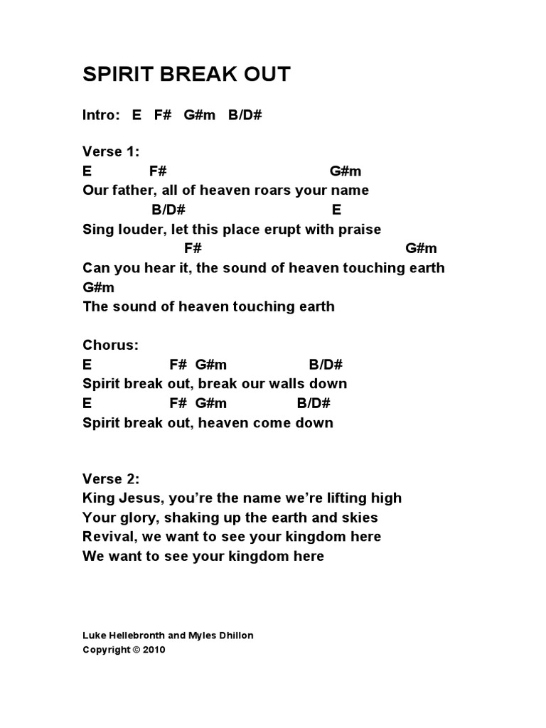 Spirit Break Out chords | Song Structure | Entertainment (General)
