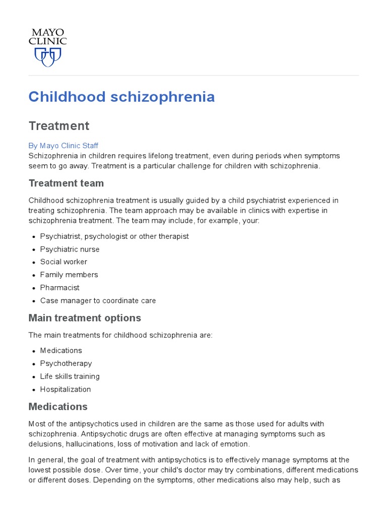 Treatment Mayo Clinic Antipsychotic Schizophrenia