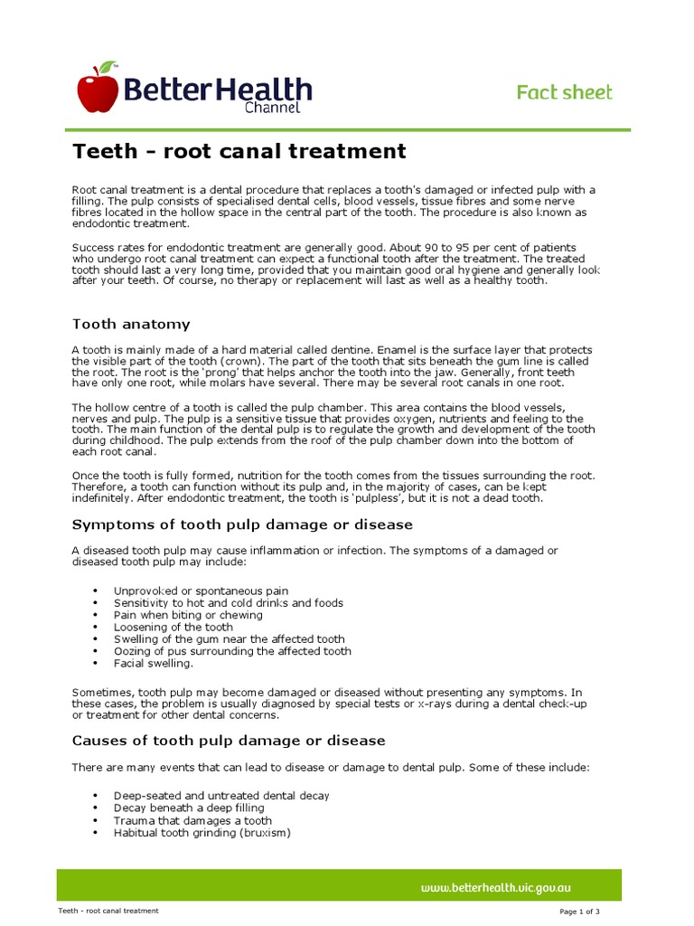 Teeth Root Canal Treatment | PDF | Human Tooth | Dentistry