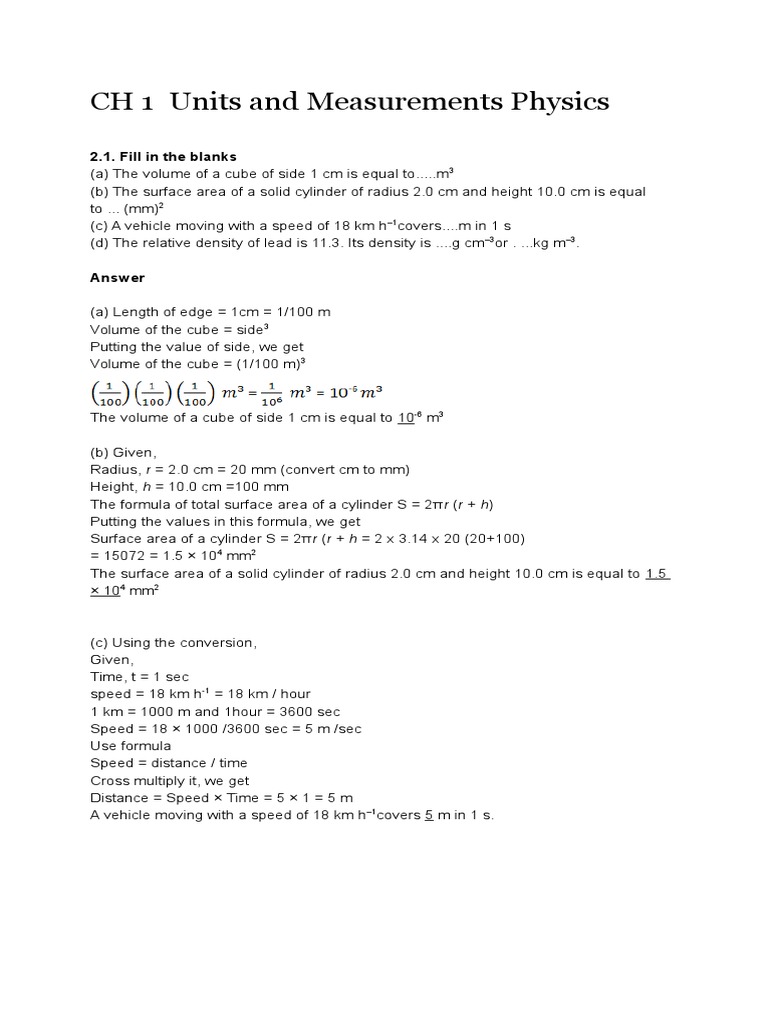Ch 1 Unit Measurement Significant Figures Area
