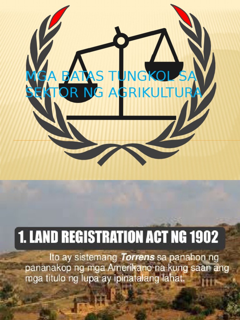 Mga Batas Tungkol Sa Sektor NG Agrikultura