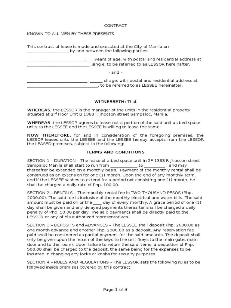 bedspace-contract-pdf-lease-common-law