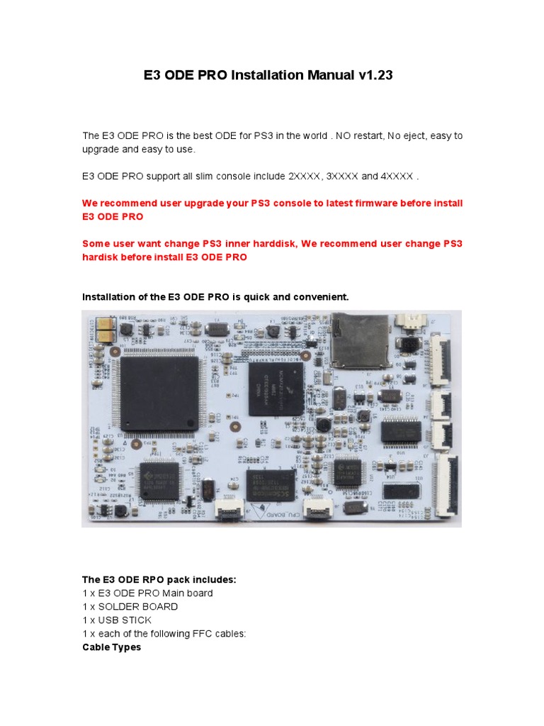 E3 ODE PRO Installation Manual v1.23 PDF | PDF | Play Station 3 ...
