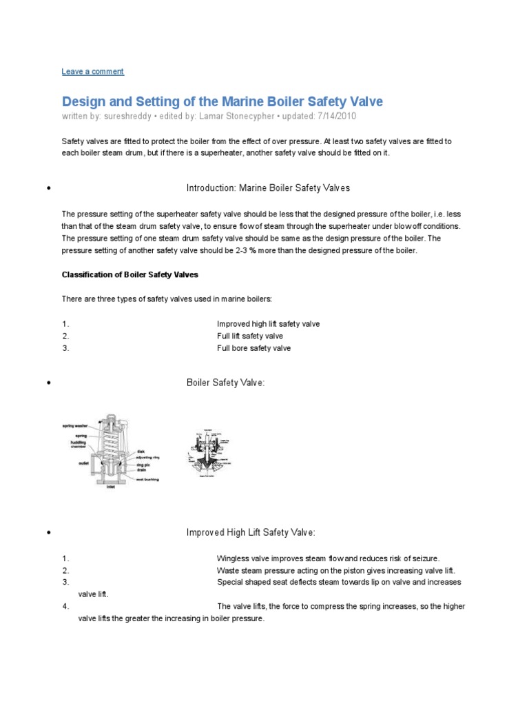 Boiler Safety Valve Examination and Attention During Overhauling PDF
