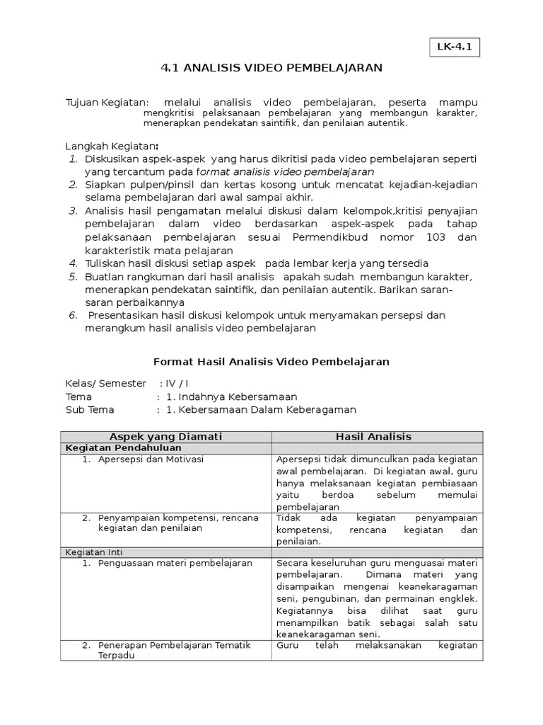 Lk 4 1 Analisis Video Pembelajaran