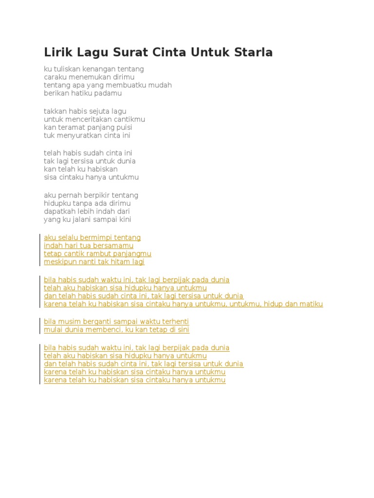 Lirik Lagu Surat Cinta Untuk Starla Pdf