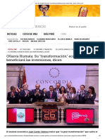 Ollanta, Su Transformación Económica Beneficiará Las Inversiones