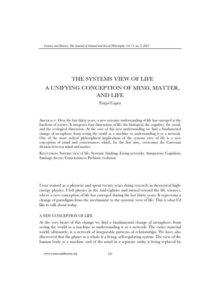 Systems View of Life Explained | PDF | Life | Mind