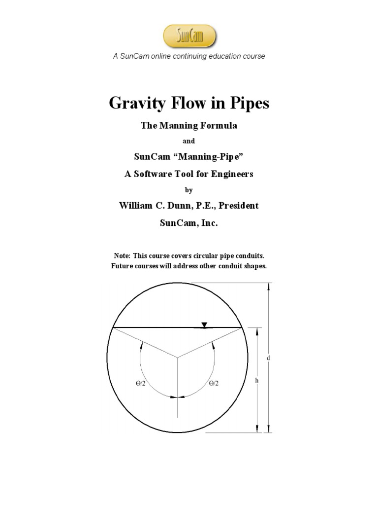 Gravity Flow in Pipes Hydrology Civil Engineering