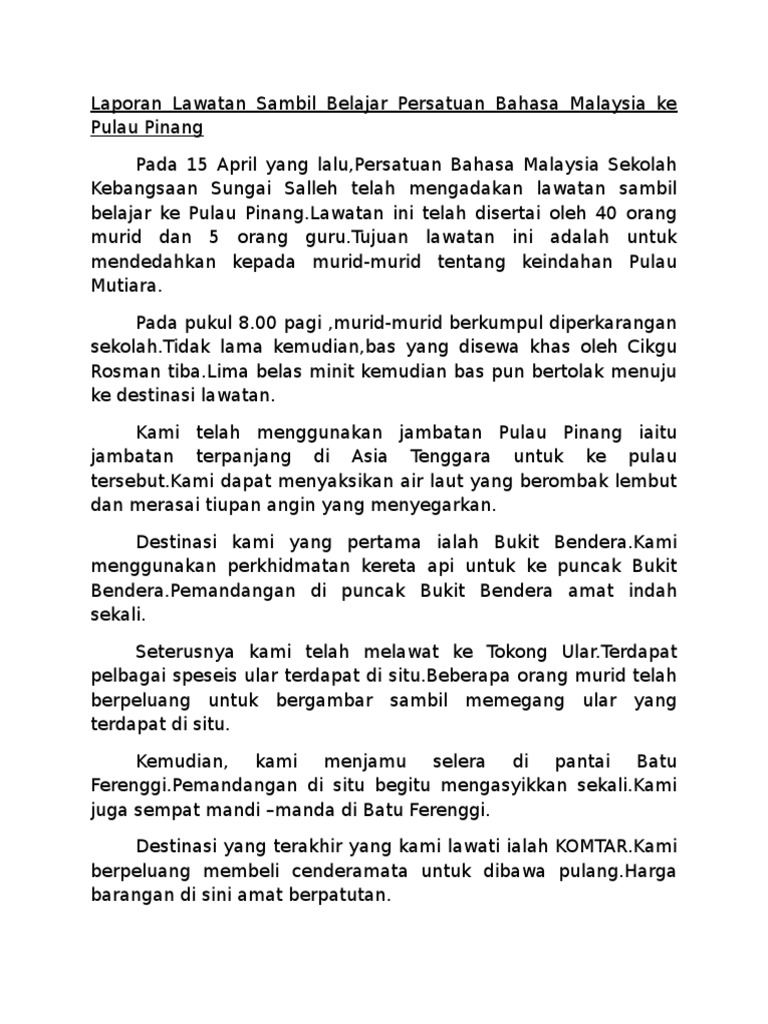 Laporan Lawatan Sambil Belajar