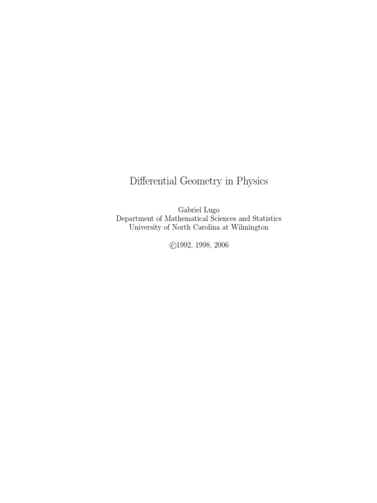 Differential Geometry Gabriel Lugo (UNC) PDF PDF Euclidean Vector