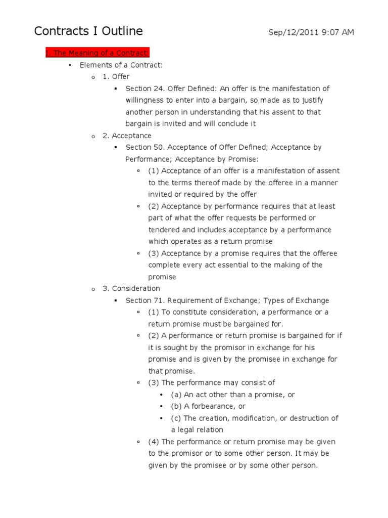 Contracts i outline picture