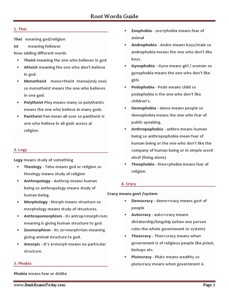 Understanding Root Words and Their Meanings | PDF