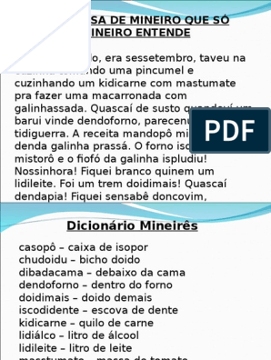 Dicionário Português - Mineirês