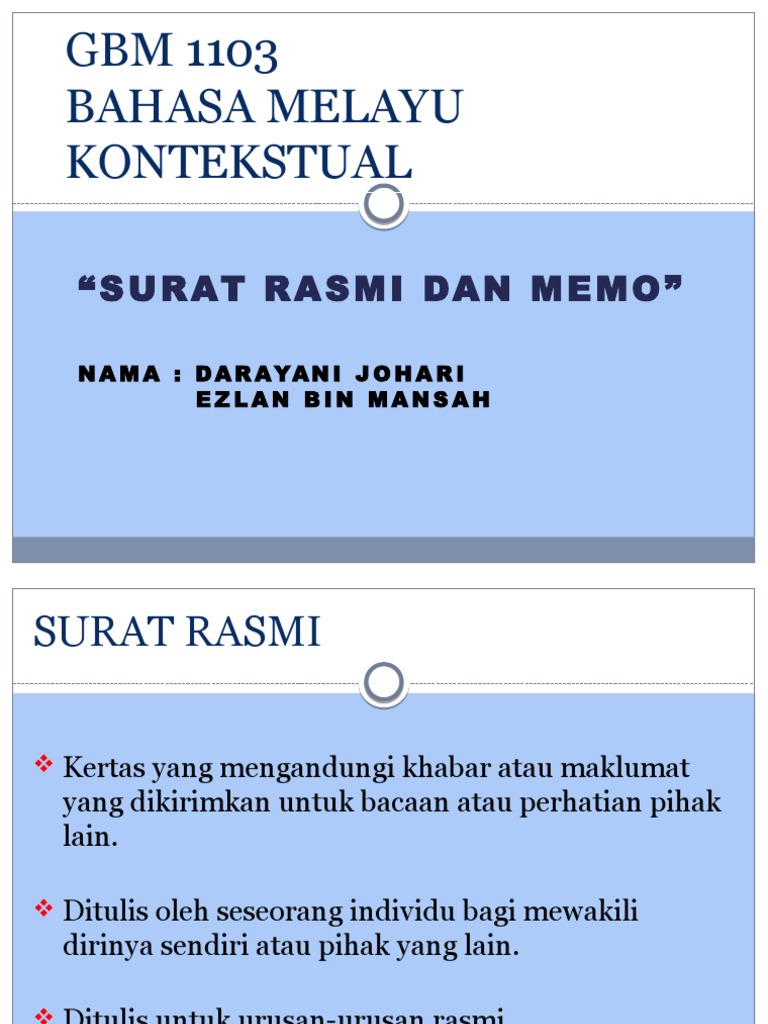 Beza Surat Rasmi Dan Tidak Rasmi