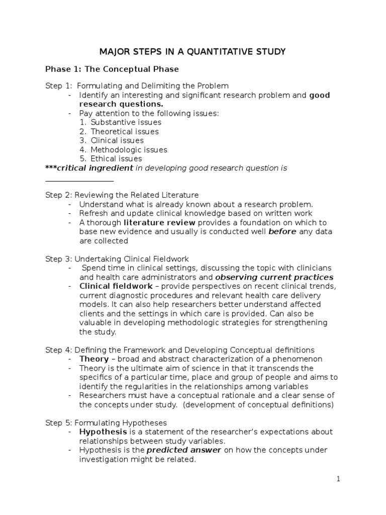 Major Steps in Quantitative Research | PDF | Research Design | Hypothesis