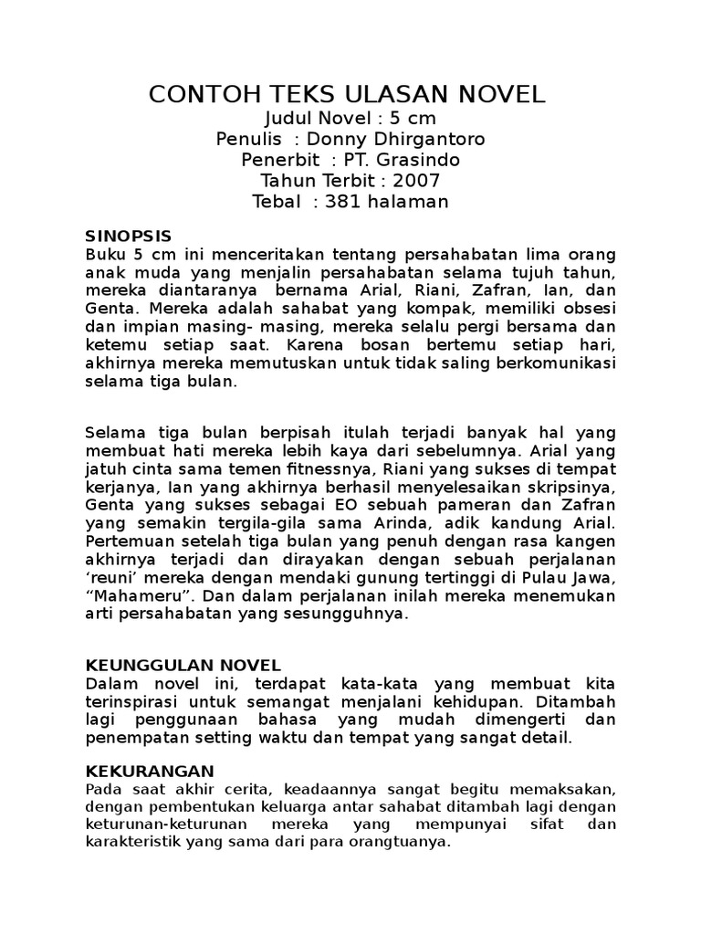 Contoh Teks Ulasan Novel Singkat Mosaicone