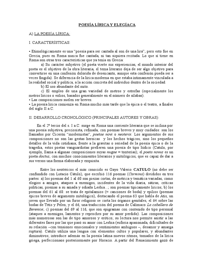 POESÍA LÍRICA LATINA Poesía lírica Poesía