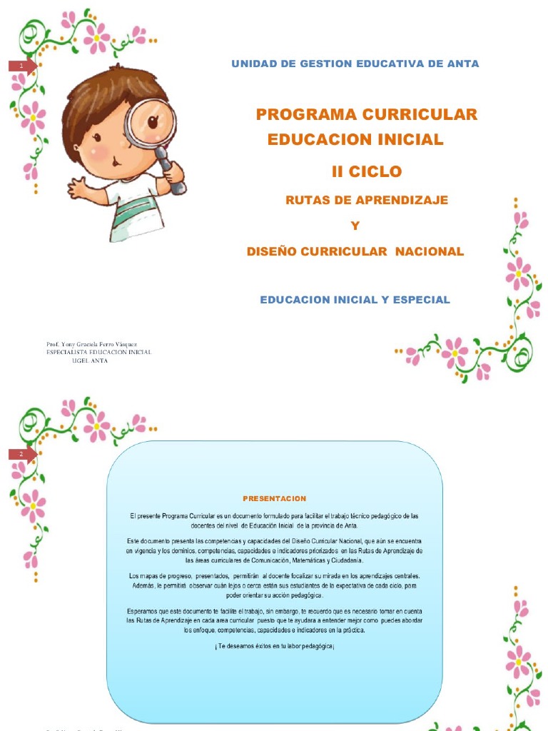 Dise U00f1o Curricular y Rutas de Aprendizaje en El Nivel Inicial | PDF ...
