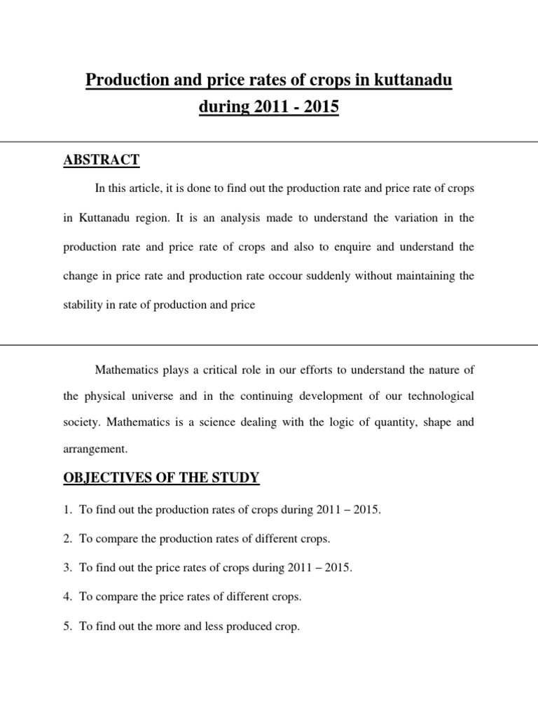 Production and Price Rate of Crops | PDF