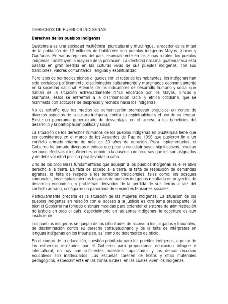 Derechos de Pueblos Indígenas en Guatemala | PDF | Gente indígena ...
