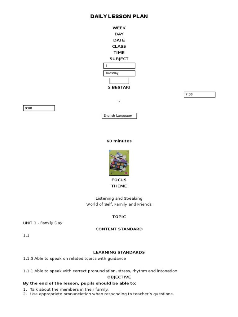 Daily Lesson Plan: Week DAY Date Class Time Subject | PDF