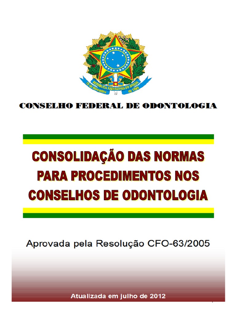 Consolidação Das Normas Para Procedimentos Nos Conselhos De Odontologia