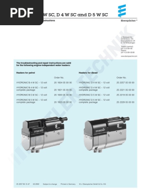 Eberspacher Hydronic D5WSC Workshop Manual | PDF | Watt | Switch