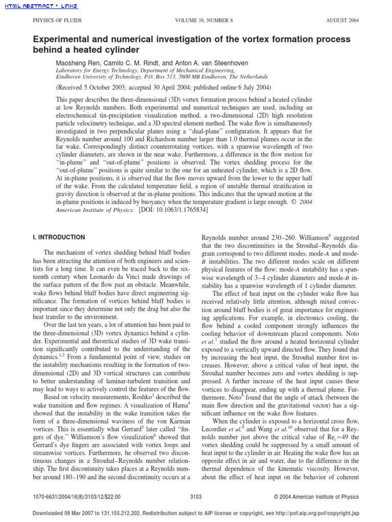 Experimental and Numerical Investigation of The Vortex Formation ...