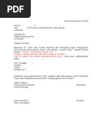 Surat Peminjaman Mobil Dinas