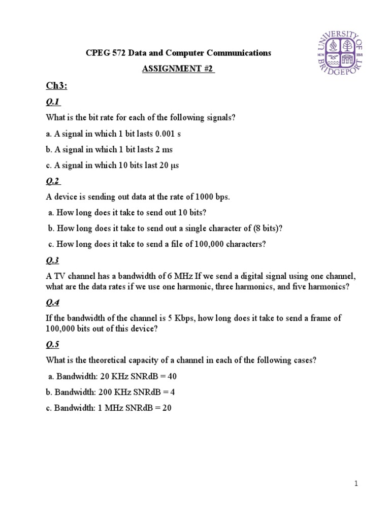 Data & Computer Comm Assignment | PDF | Technology & Engineering ...