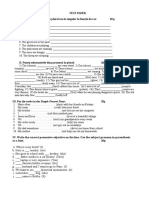 Test Paper I. Puneţi Propoziţii La Plural Sau La Singular În Funcţie de Caz: 10 P