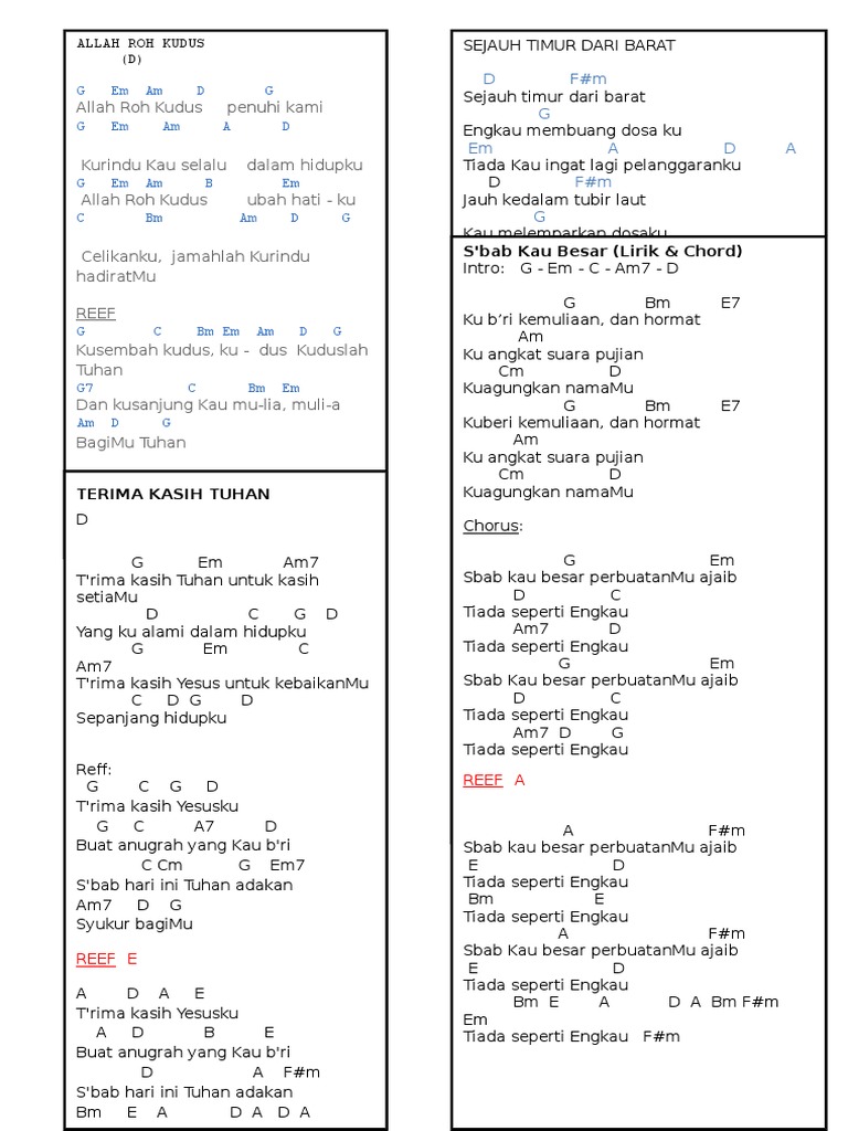 Teks Lagu Sejauh Timur Dari Barat Berbagai Teks Penting