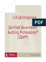IIA Certifications: IIA Certifications: Certified Government A Diti PF I L Auditing Professional (Cgap) (Cgap)